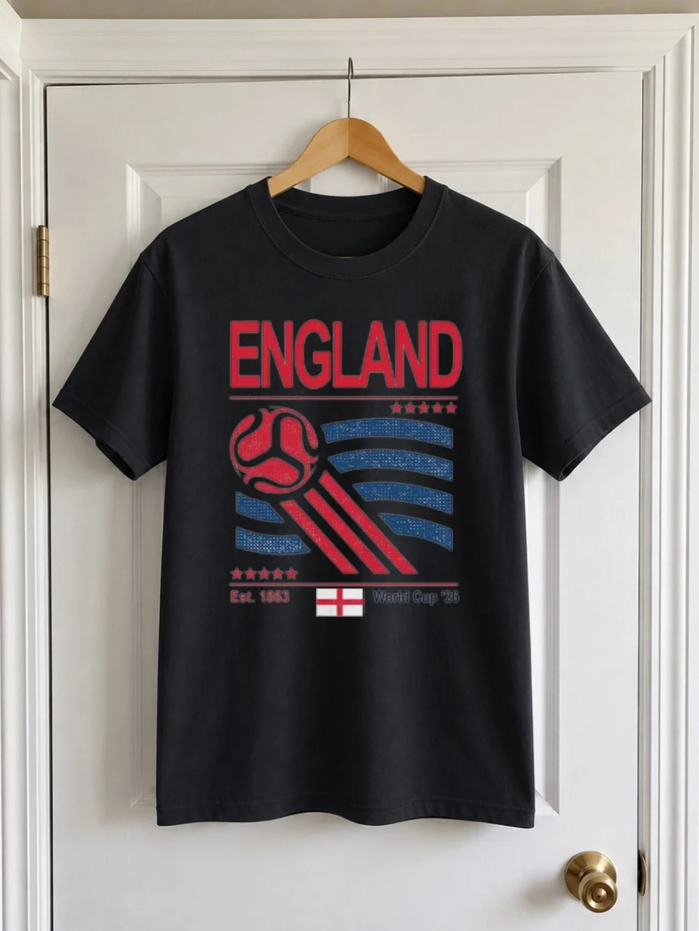 England Soccer Graphic Tee Black Unisex Oversized Black